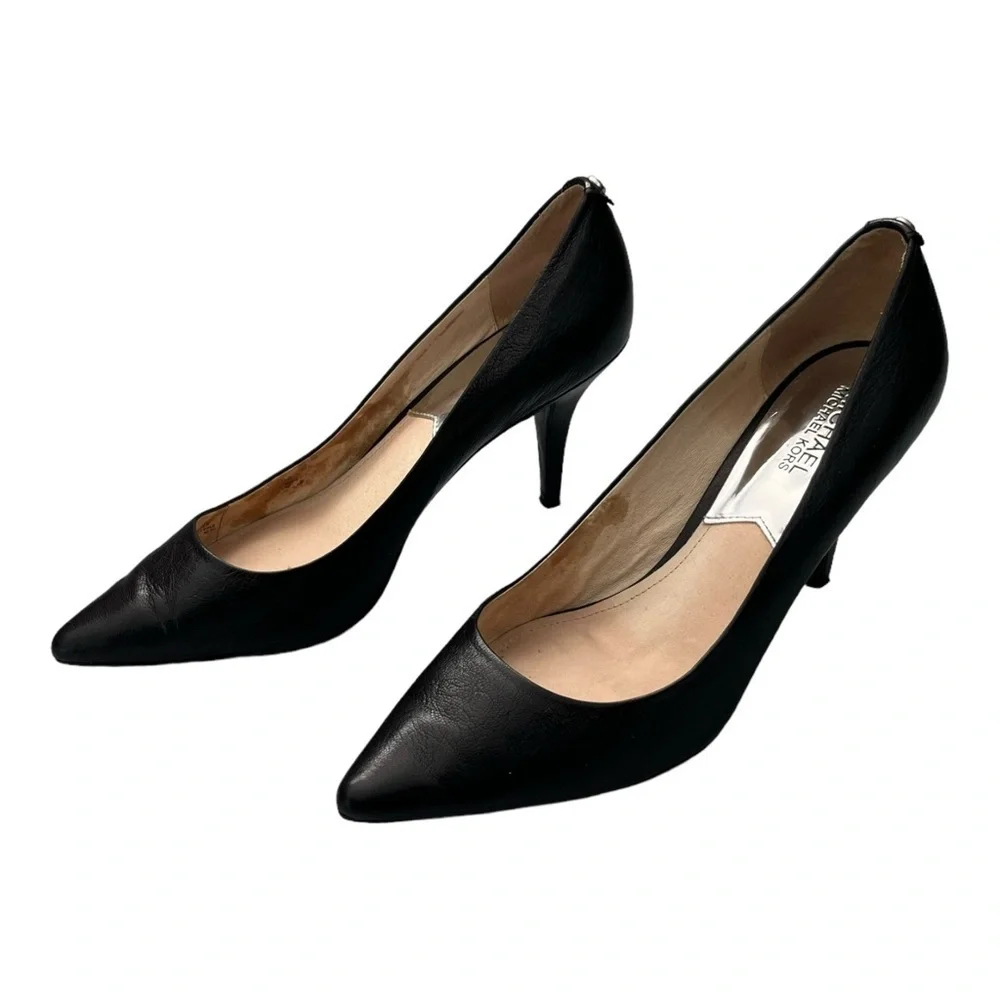 Michael Michael Kors Dorothy black 100% leather pointy toe classic pump heels - Picture 3 of 10